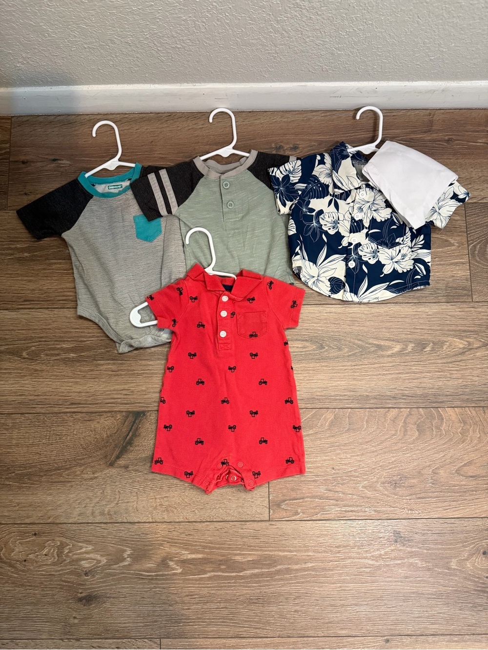Red Short-Sleeve Polo Romper for Kids